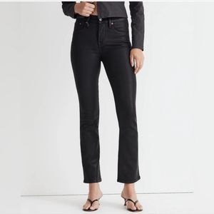 Madewell Mid-Rise Kick Out Crop Jeans in True Black Wash Coated Edition Size 27